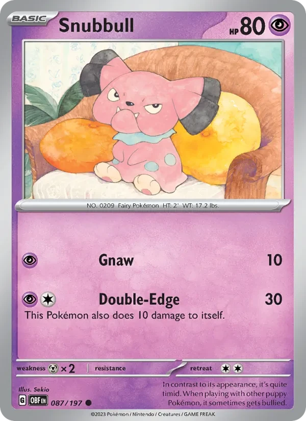 Snubbull 087/197 Obsidian Flames Pokémon card