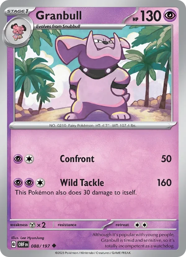 Granbull 088/197 Obsidian Flames Pokémon card