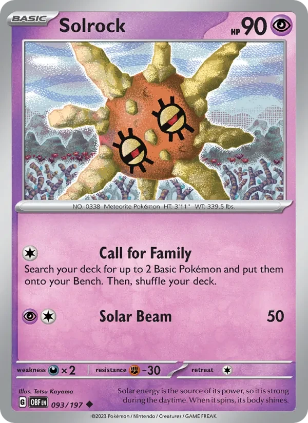 Solrock 093/197 Obsidian Flames Pokémon card