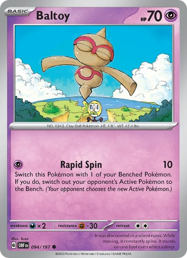 Baltoy 094/197 Obsidian Flames Pokémon card