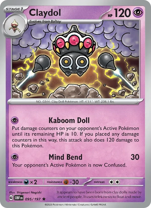 Claydol 095/197 Obsidian Flames Pokémon card