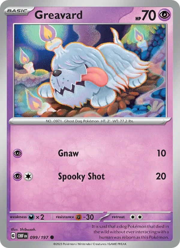 Greavard 099/197 Obsidian Flames Pokémon card