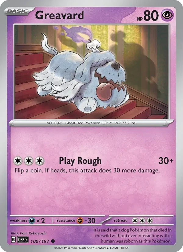Greavard 100/197 Obsidian Flames Pokémon card