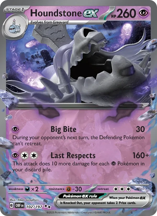 Houndstone ex 102/197 Obsidian Flames Pokémon Karte