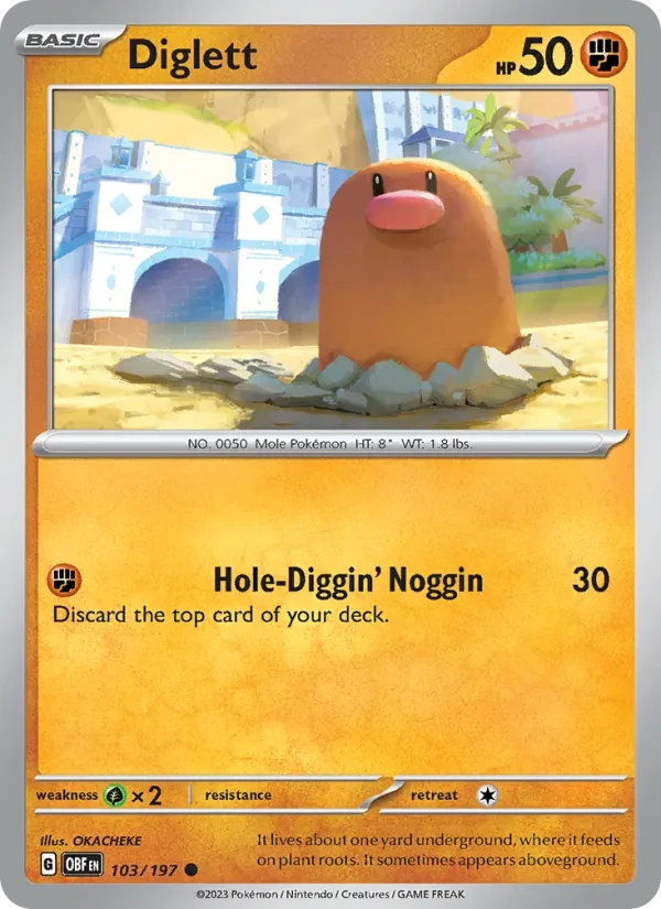 Diglett 103/197 Obsidian Flames Pokémon card