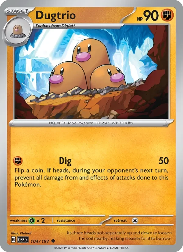 Dugtrio 104/197 Obsidian Flames Pokémon card