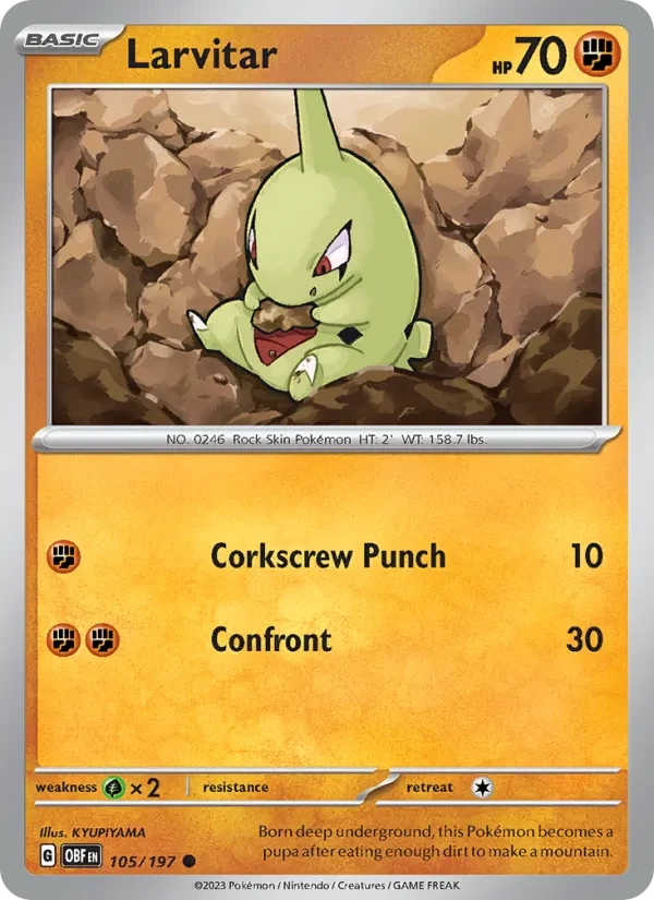 Larvitar 105/197 Obsidian Flames Pokémon card
