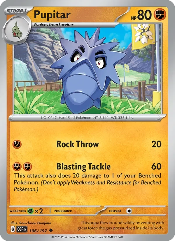 Pupitar 106/197 Obsidian Flames Pokémon card