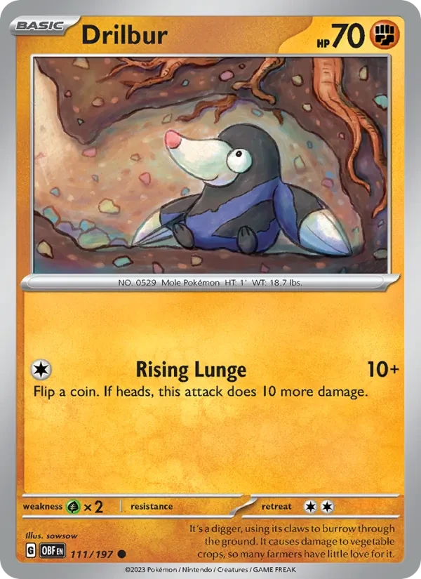 Drilbur 111/197 Obsidian Flames Pokémon card
