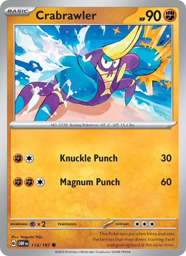 Crabrawler 114/197 Obsidian Flames Pokémon card