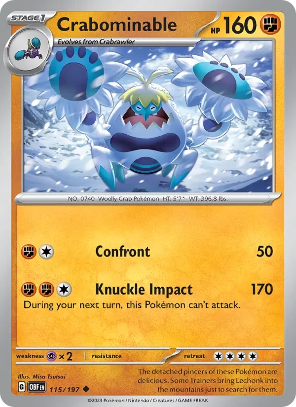 Crabominable 115/197 Obsidian Flames Pokémon card