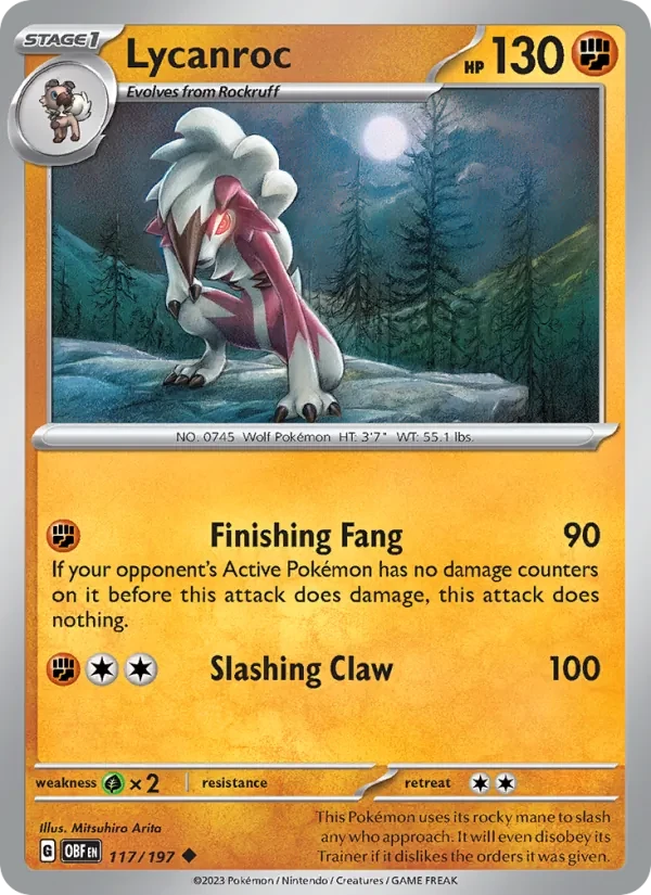 Lycanroc 117/197 Obsidian Flames Pokémon card