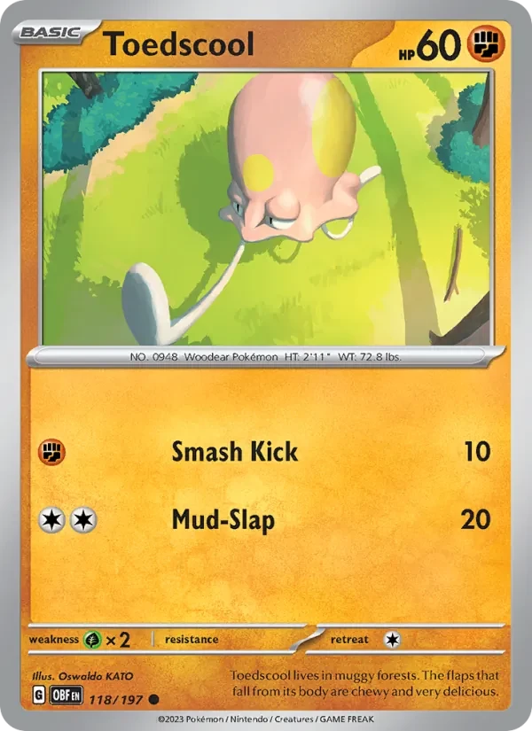Toedscool 118/197 Obsidian Flames Pokémon card