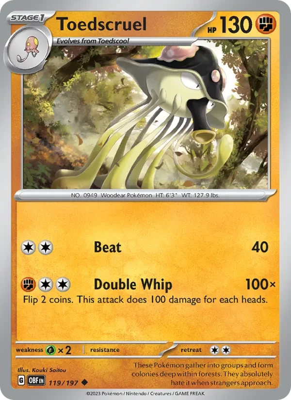 Toedscruel 119/197 Obsidian Flames Pokémon card
