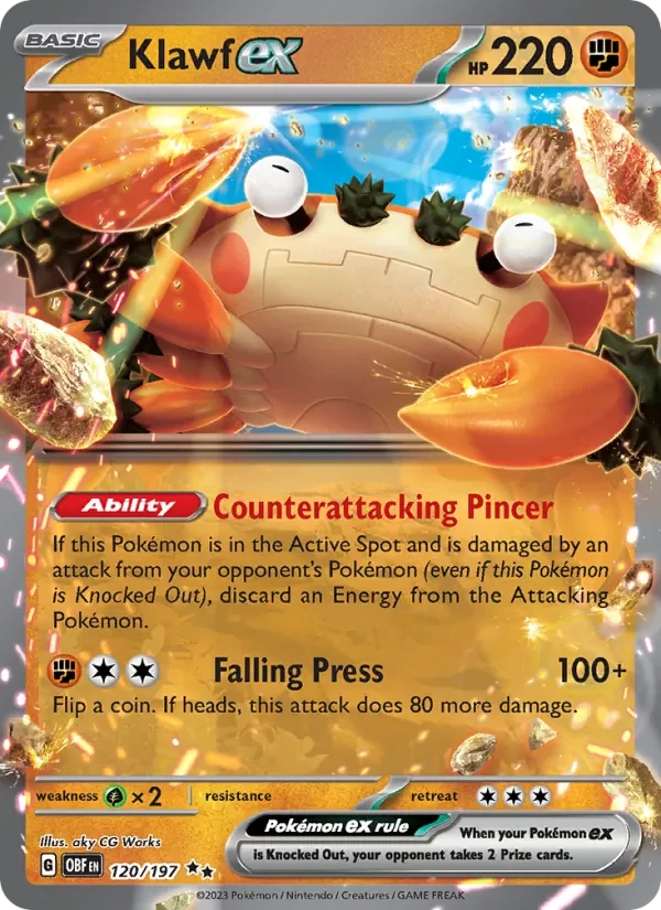 Klawf ex 120/197 Obsidian Flames Pokémon card