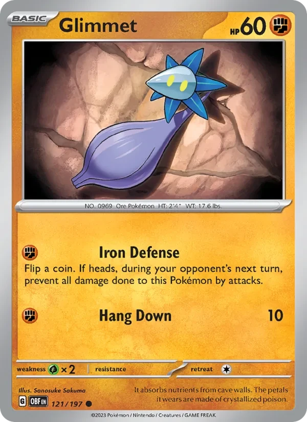 Glimmet 121/197 Obsidian Flames Pokémon card