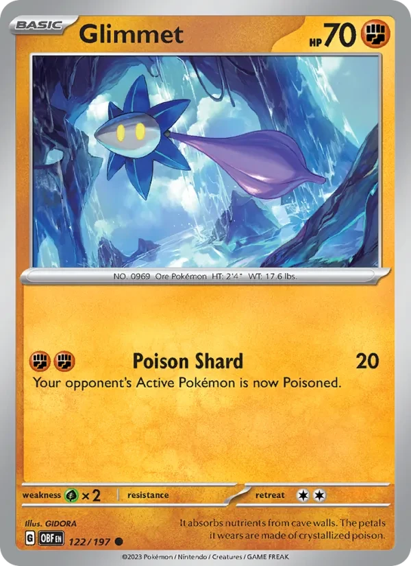 Glimmet 122/197 Obsidian Flames Pokémon card