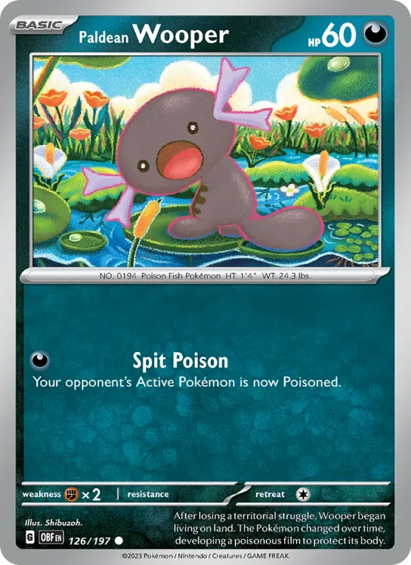 Paldean Wooper 126/197 Obsidian Flames Pokémon card
