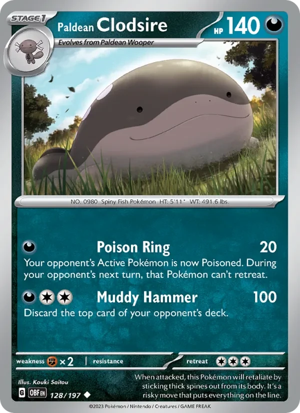 Paldean Clodsire 128/197 Obsidian Flames Pokémon card