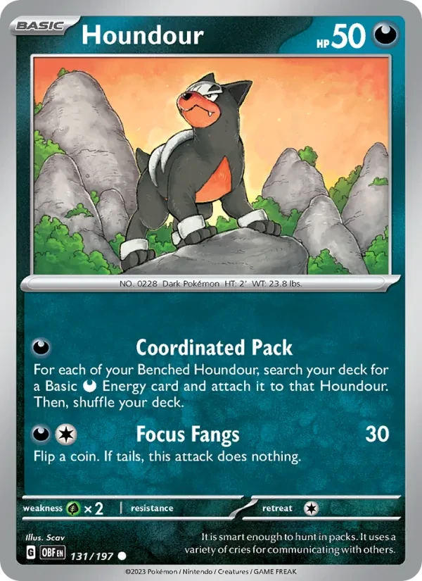 Houndour 131/197 Obsidian Flames Pokémon card