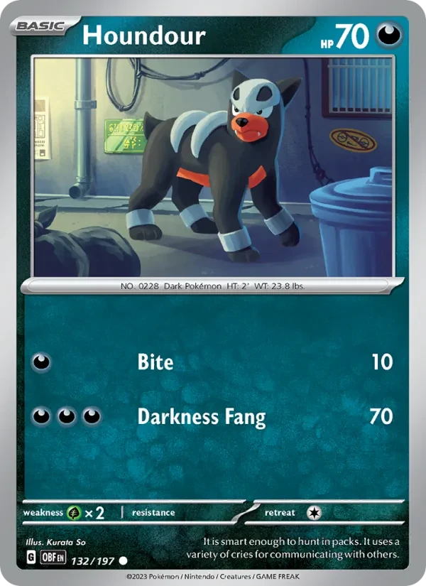 Carta Pokémon Houndour 132/197 Obsidian Flames