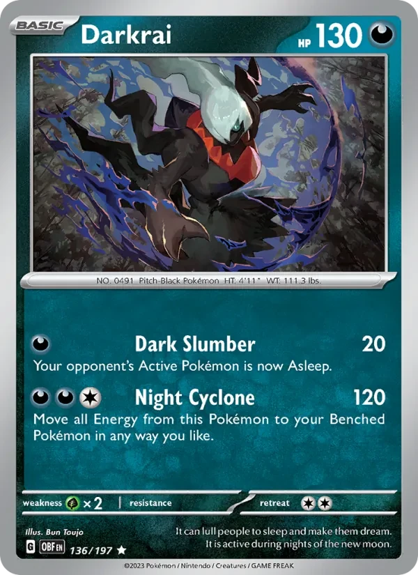 Darkrai 136/197 Obsidian Flames Pokémon card