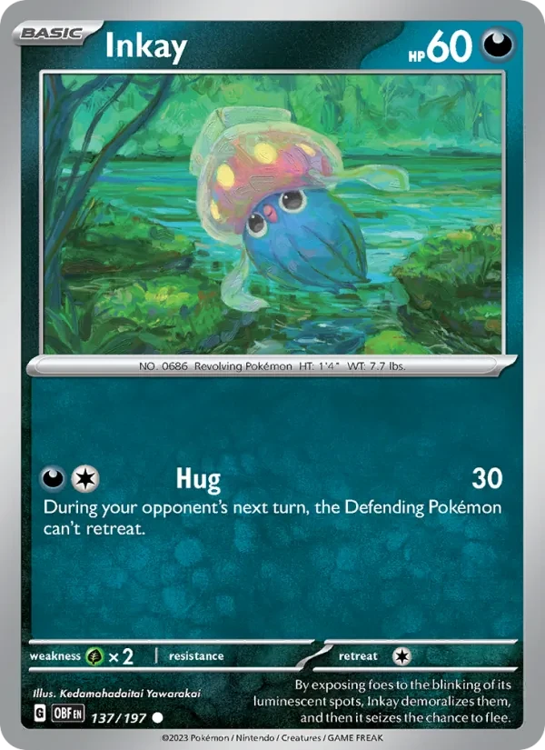 Inkay 137/197 Obsidian Flames Pokémon card