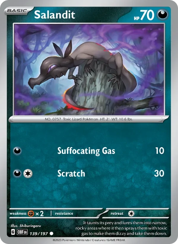 Salandit 139/197 Obsidian Flames Pokémon card