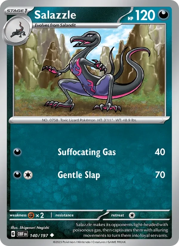 Salazzle 140/197 Obsidian Flames Pokémon card
