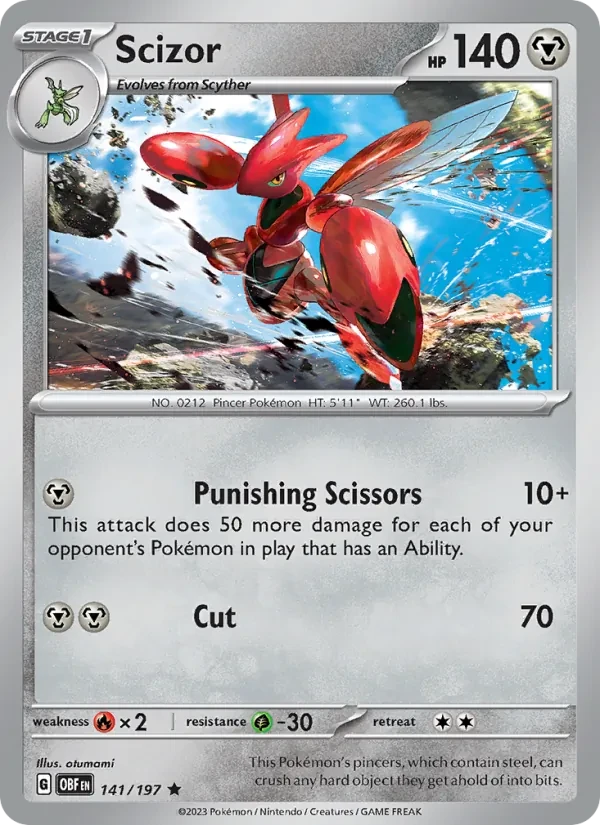 Scizor 141/197 Obsidian Flames Pokémon card