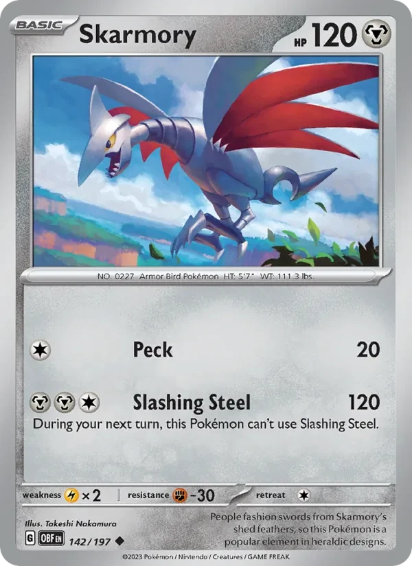 Skarmory 142/197 Obsidian Flames Pokémon card