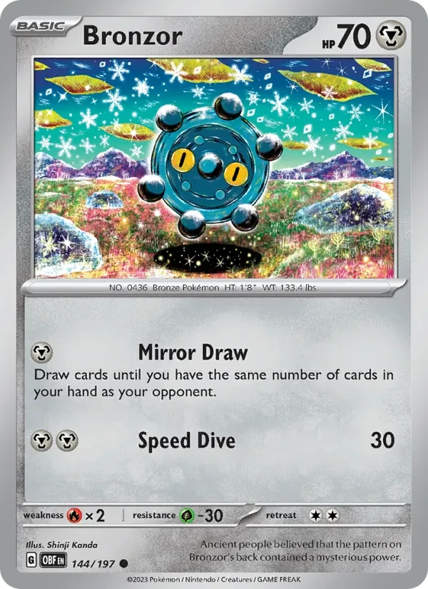 Carta Pokémon Bronzor 144/197 Obsidian Flames