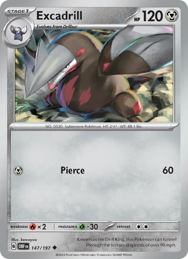 Excadrill 147/197 Obsidian Flames Pokémon card