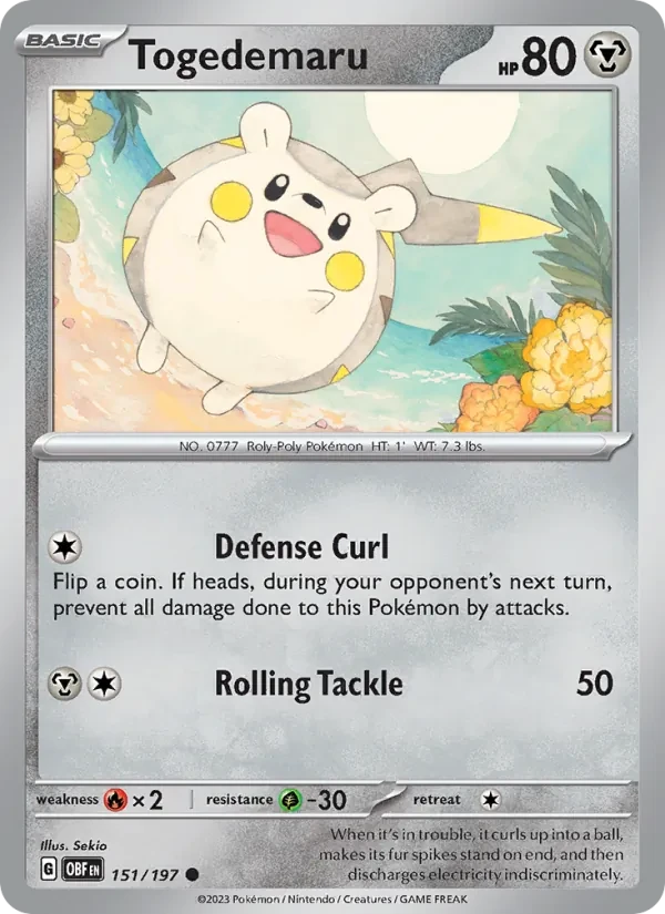 Togedemaru 151/197 Obsidian Flames Pokémon card