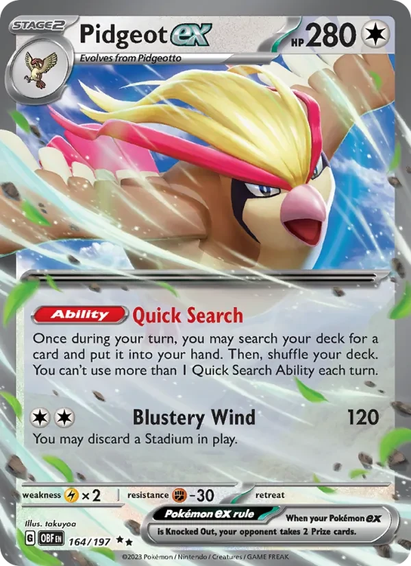 Pidgeot ex 164/197 Obsidian Flames Pokémon card
