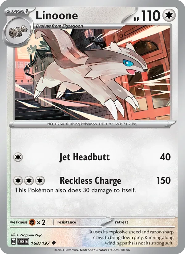Linoone 168/197 Obsidian Flames Pokémon card