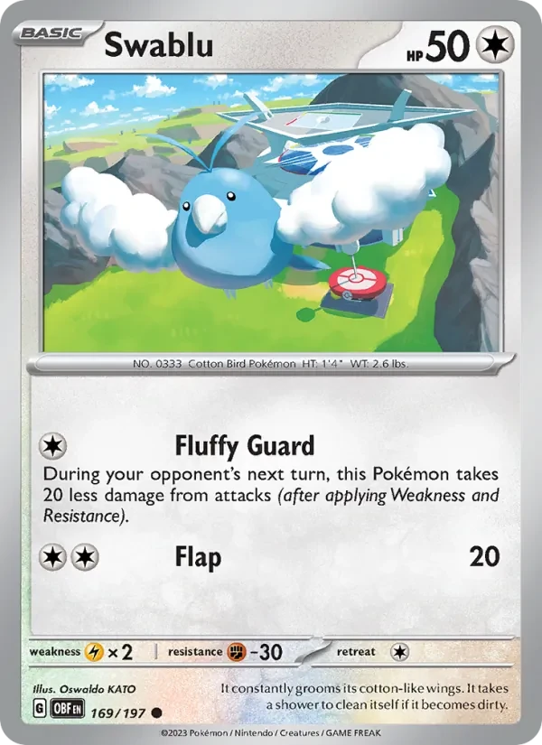 Swablu 169/197 Obsidian Flames Pokémon card