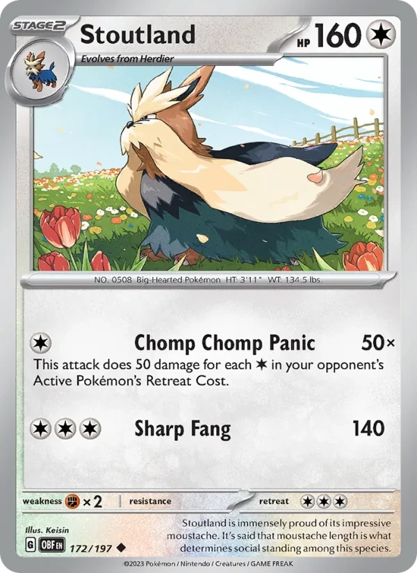 Stoutland 172/197 Obsidian Flames Pokémon card