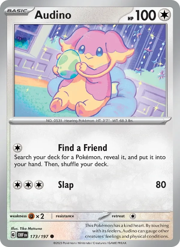 Audino 173/197 Obsidian Flames Pokémon Karte