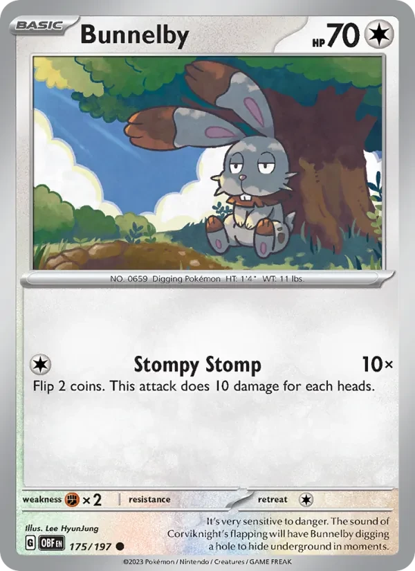 Bunnelby 175/197 Obsidian Flames Pokémon card