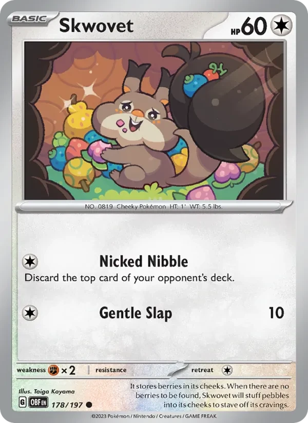 Skwovet 178/197 Obsidian Flames Pokémon card