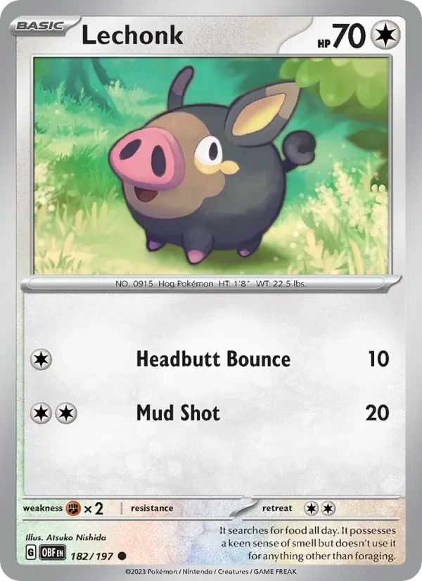 Lechonk 182/197 Obsidian Flames Pokémon card
