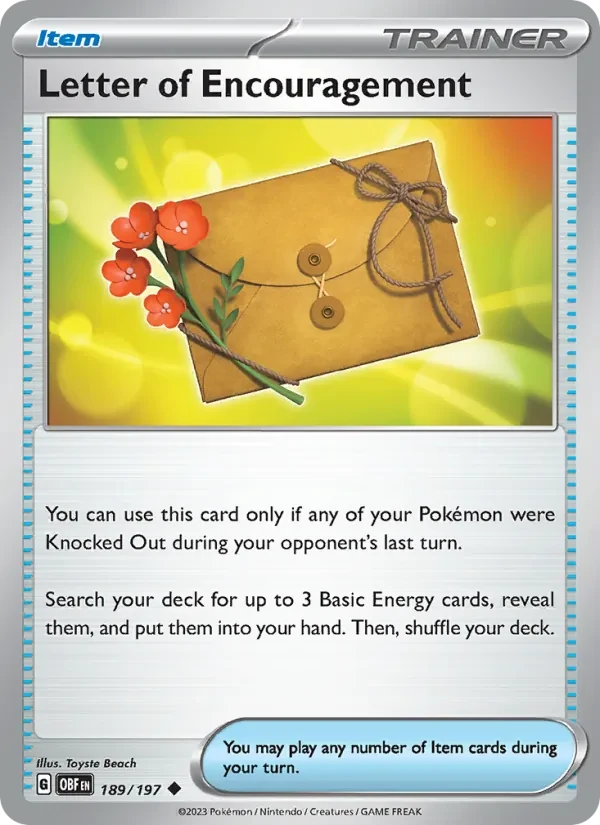 Carte Pokémon Letter of Encouragement 189/197 Obsidian Flames