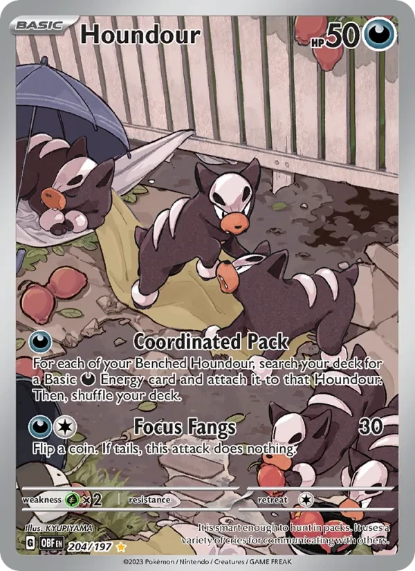 Houndour 204/197 Obsidian Flames Pokémon card