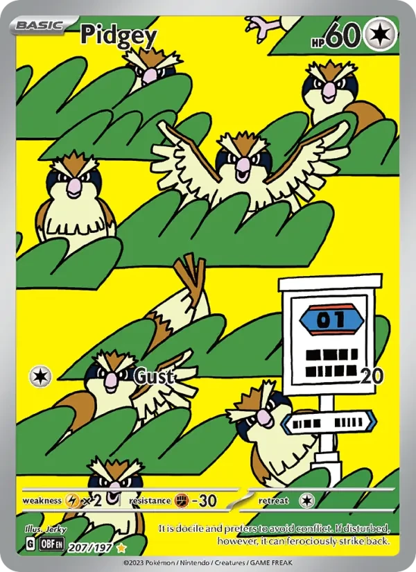Pidgey 207/197 Obsidian Flames Pokémon card