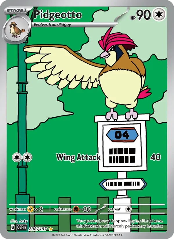 Pidgeotto 208/197 Obsidian Flames Pokémon card