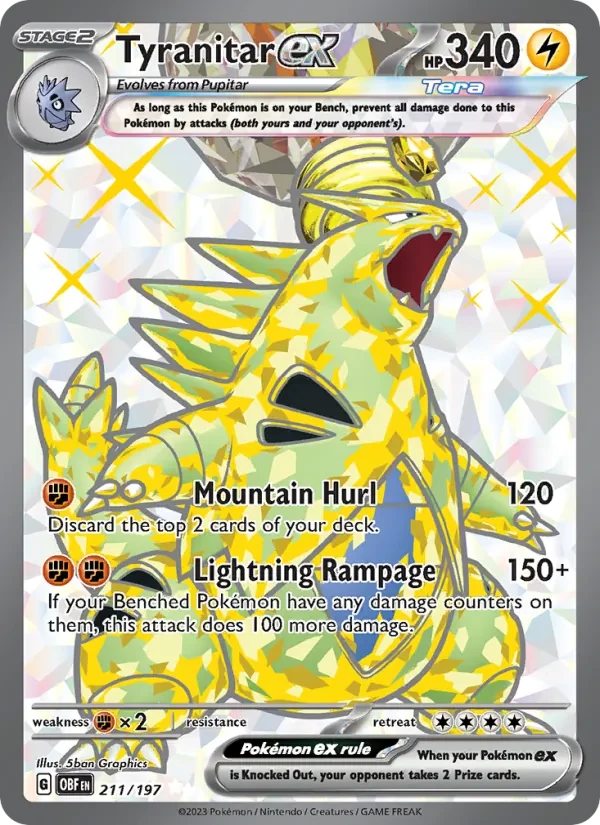 Tyranitar ex 211/197 Obsidian Flames Pokémon card