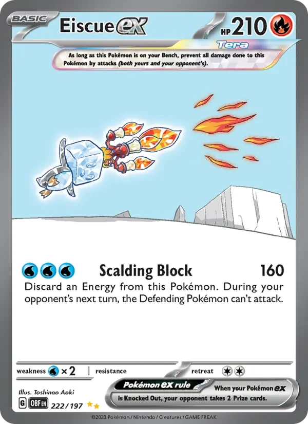Eiscue ex 222/197 Obsidian Flames Pokémon card