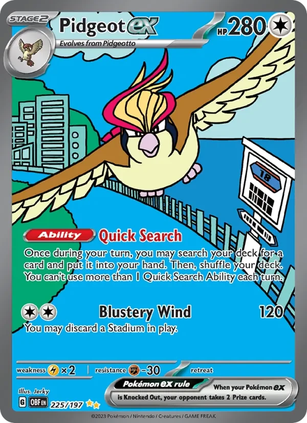 Pidgeot ex 225/197 Obsidian Flames Pokémon card