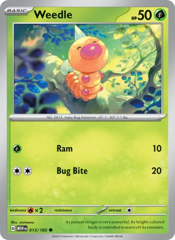 Weedle 013/165 151 Pokémon card